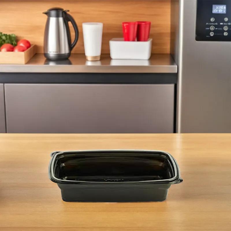 Take-Out Container Base 9.51X6.33X2.03 IN PP Black Rectangle 200/Case