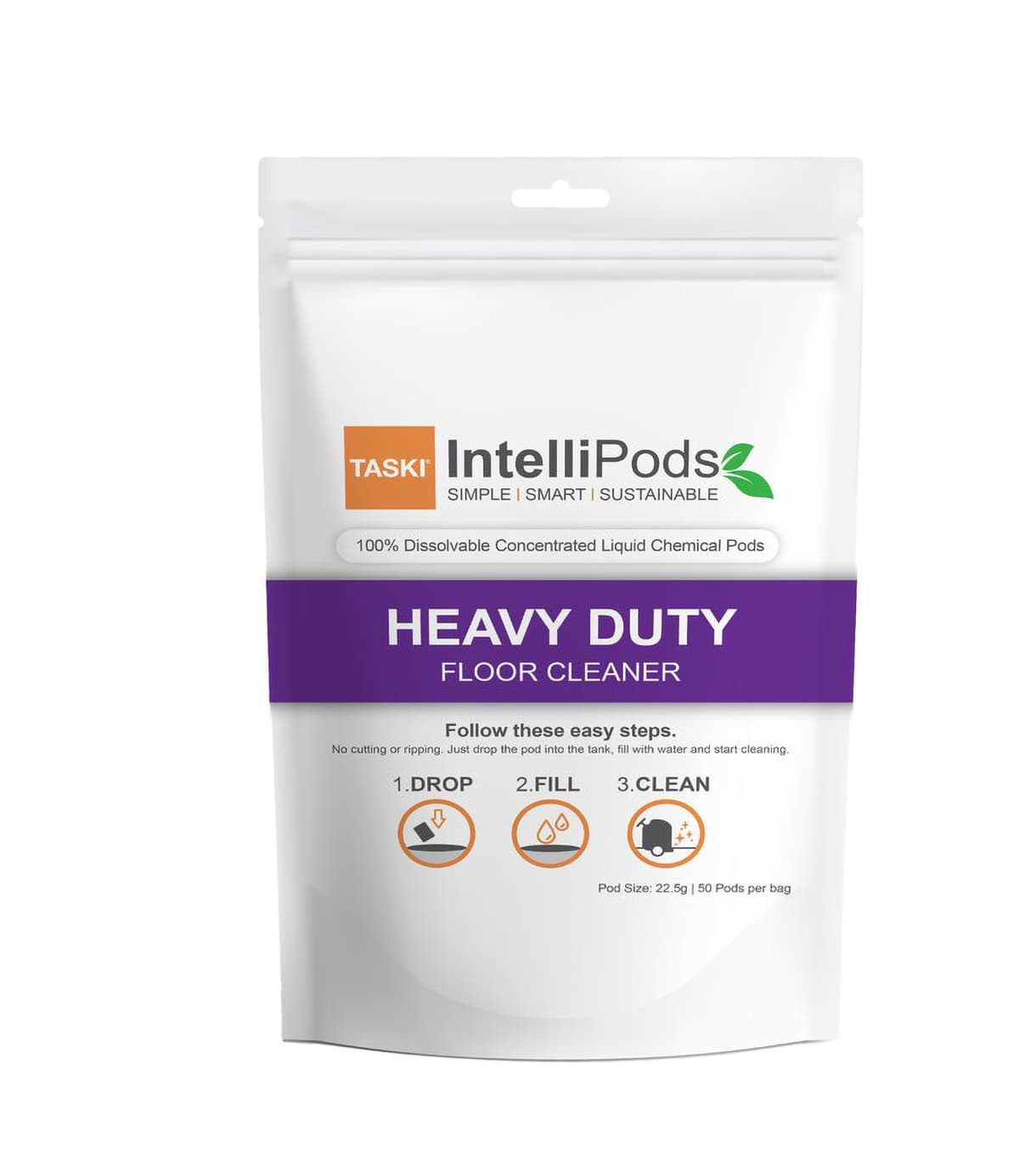 Taski® IntelliPods Floor Cleaner 22.5 G Pod Heavy Duty 100/Pack