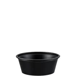 Solo® Souffle & Portion Cup 1.5 OZ PS Black Round Stackable 250 Count/Pack 10 Packs/Case 2500 Count/Case