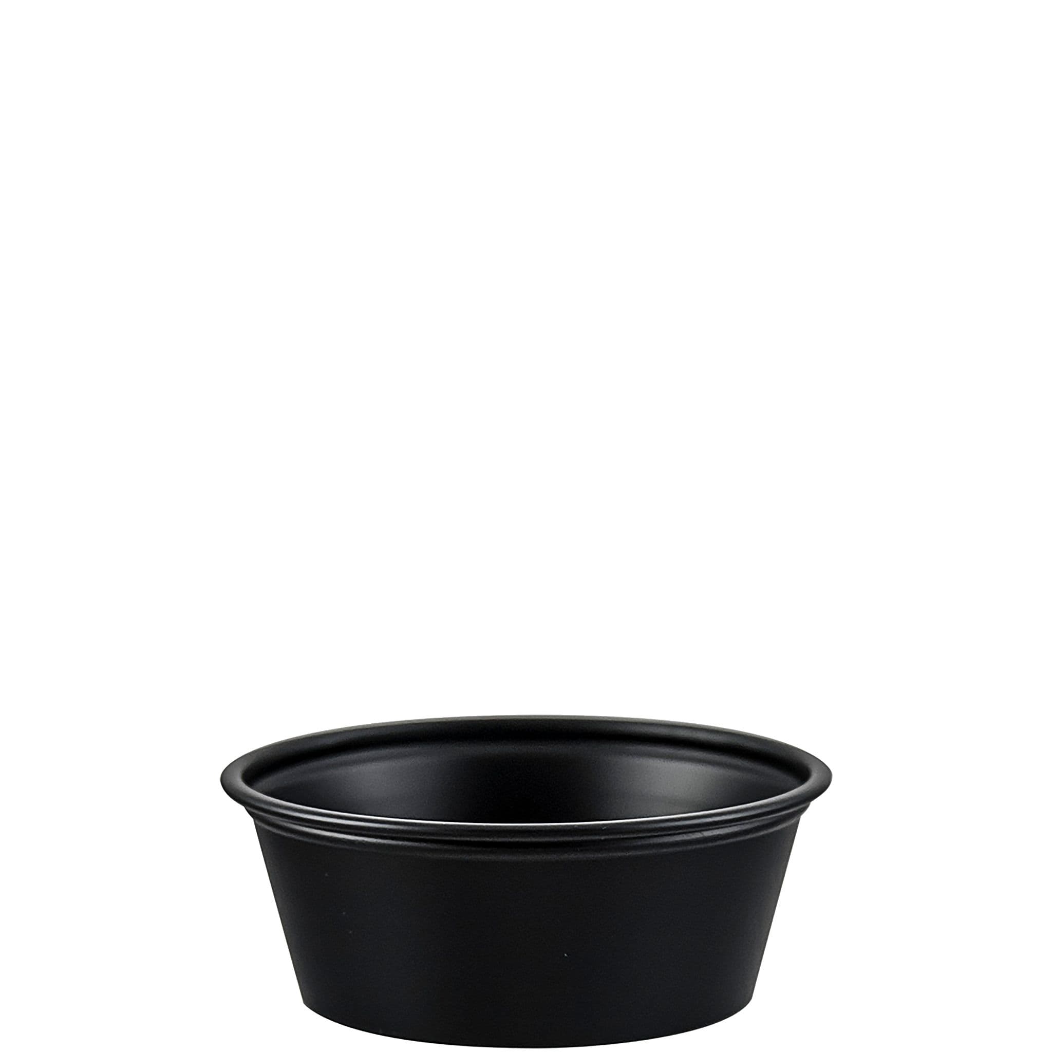 Solo® Souffle & Portion Cup 1.5 OZ PS Black Round Stackable 250 Count/Pack 10 Packs/Case 2500 Count/Case