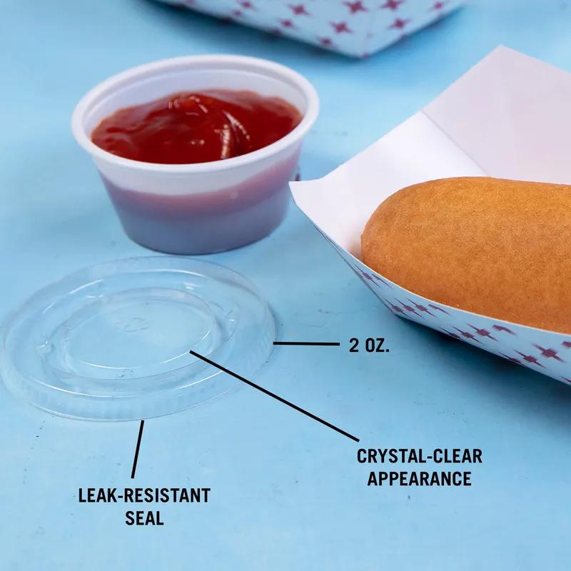 Lid Flat PET Clear For 2 OZ Portion Cup 100 Count/Pack 24 Packs/Case 2400 Count/Case