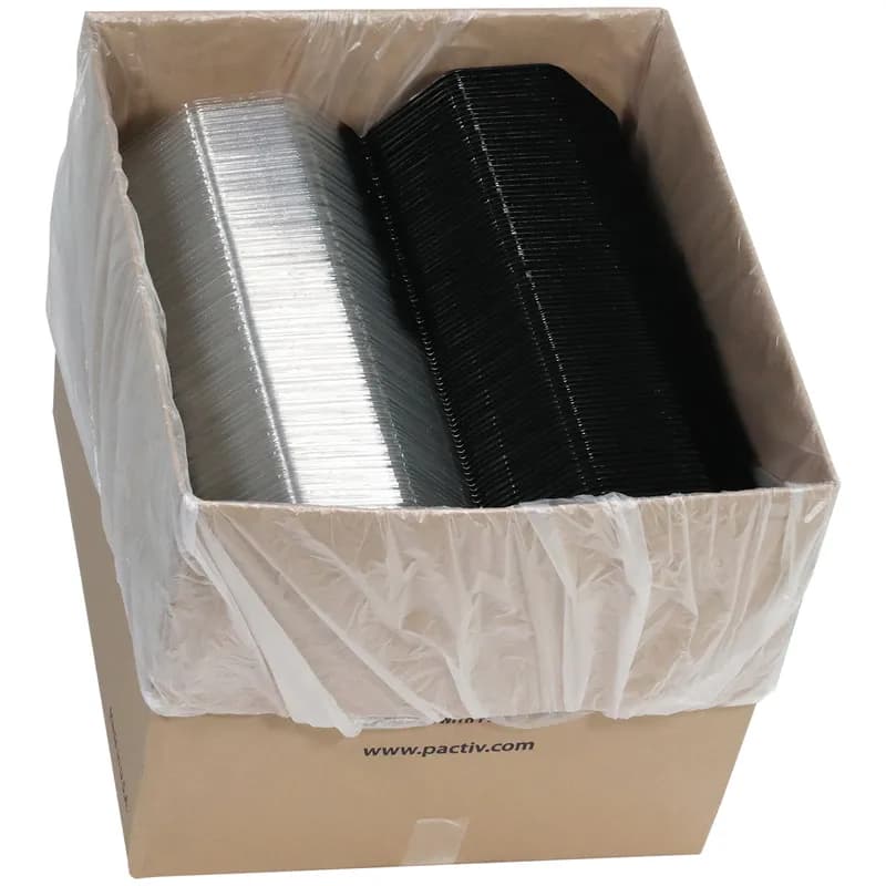 Take-Out Tray Hinged 8.2X2.4 IN 5 Compartment RPET Black Clear Octagon 150/Case