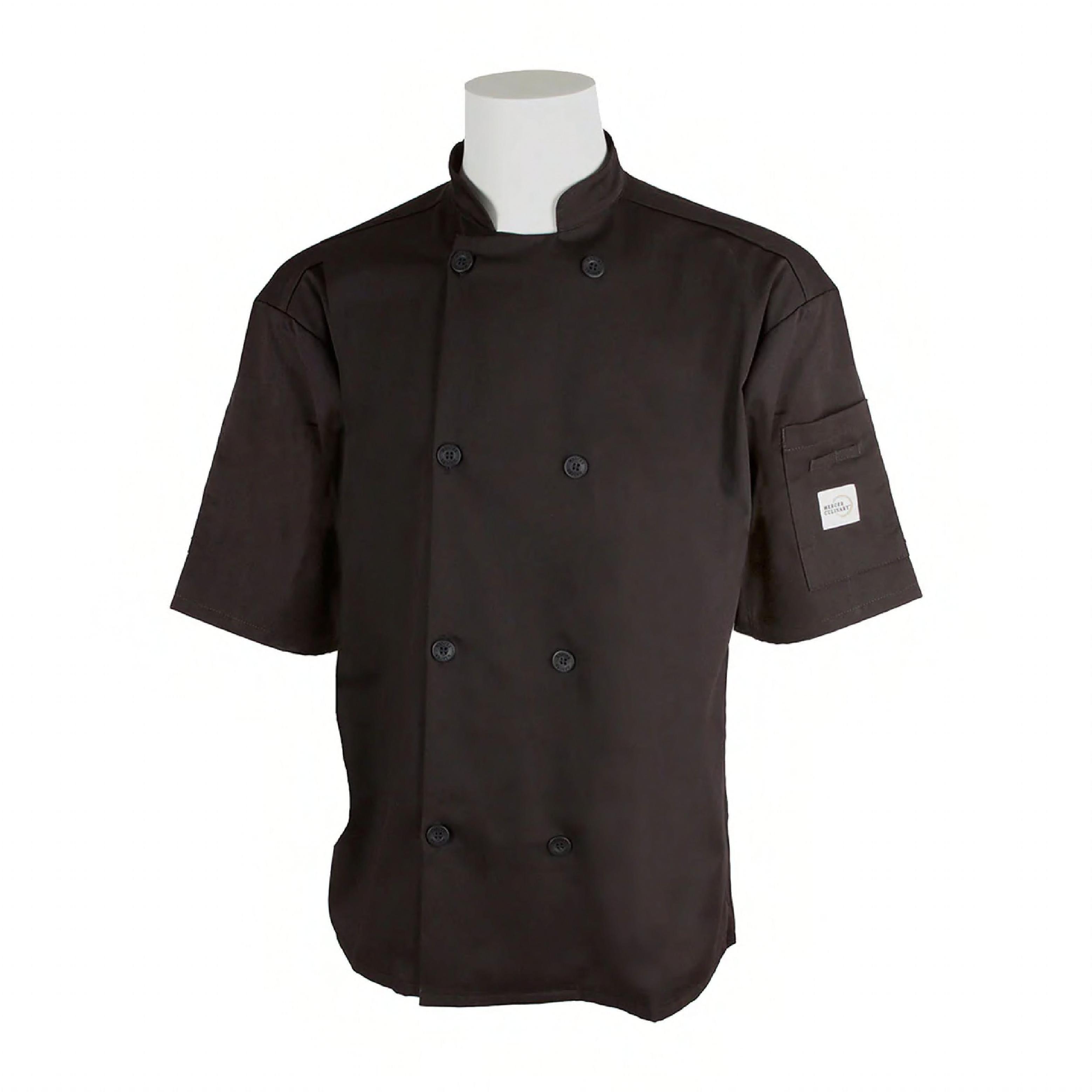 Chef Coat Large (LG) Black Polyester Blend Shoulder Pocket Full Mesh Back 1/Each
