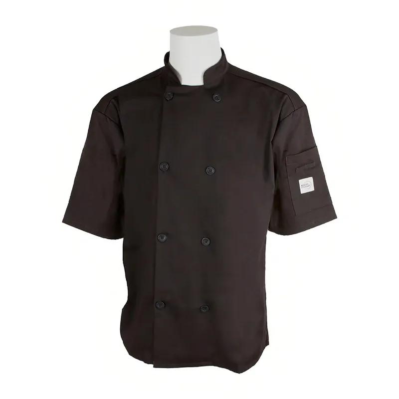 Chef Coat XL Black Polyester Blend Full Mesh Back Shoulder Pocket 1/Each