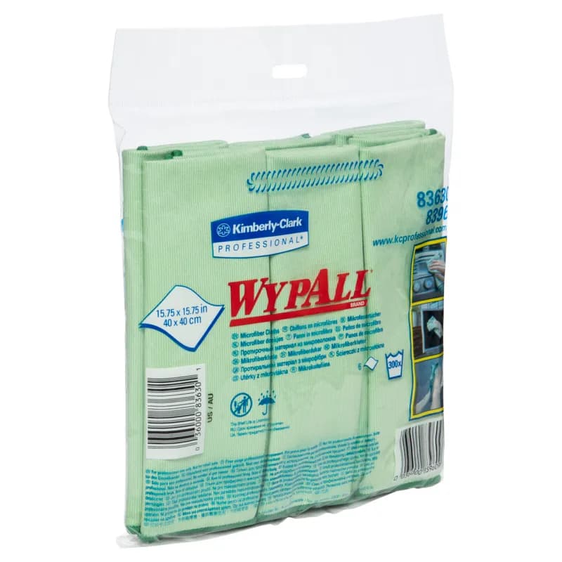 WypAll® Cleaning Cloth 15.75X15.75 IN Microfiber Green Unscented Reusable 6 Count/Pack 4 Packs/Case 24 Count/Case