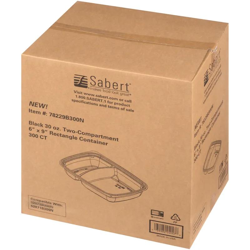 Take-Out Container Base Small (SM) 9X6.5X1.44 IN 2 Compartment PP Black Rectangle 300/Case