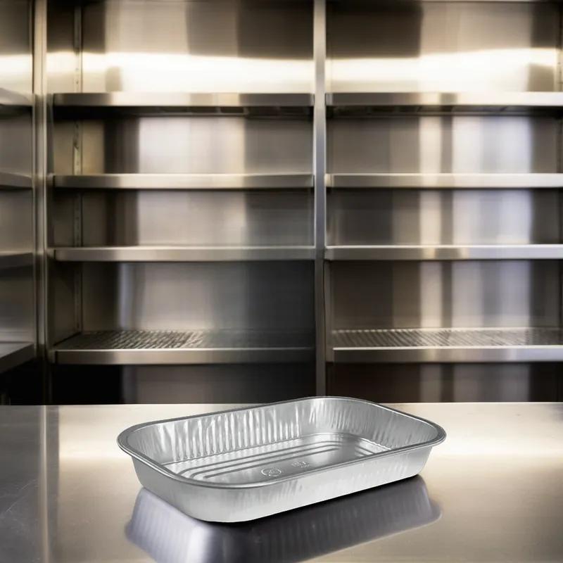 Take-Out Container Base Large (LG) 15X7X2 IN Aluminum Silver Oblong 300/Case