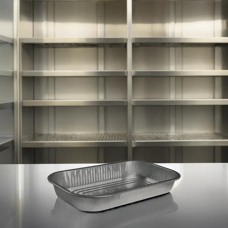 Take-Out Container Base Large (LG) 15X7X2 IN Aluminum Silver Oblong 300/Case