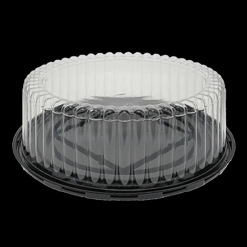 Cake Container & Lid Combo With Dome Lid 9X3.375 IN PET Black Clear 50/Case
