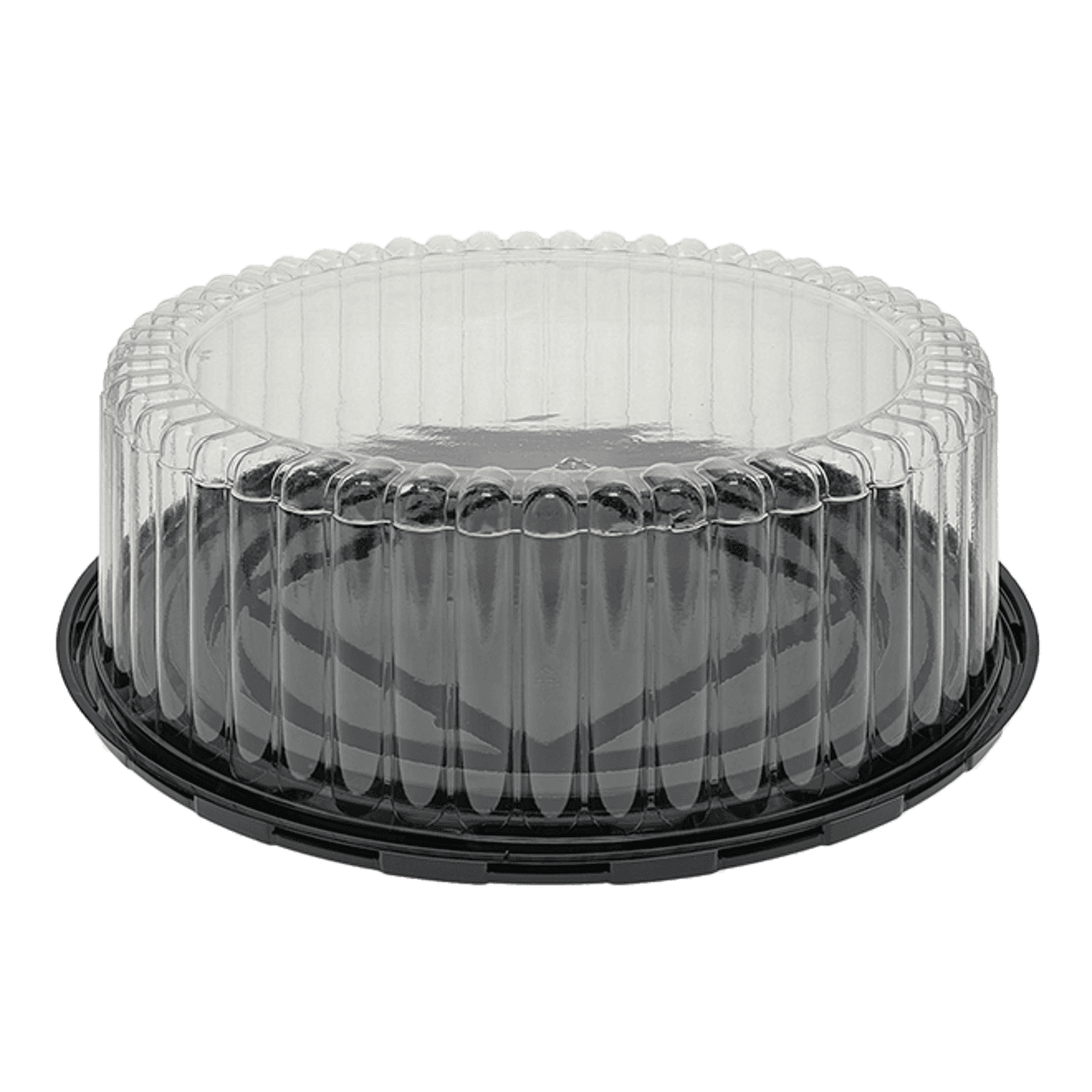 Cake Container & Lid Combo With Dome Lid 9X3.375 IN PET Black Clear 50/Case