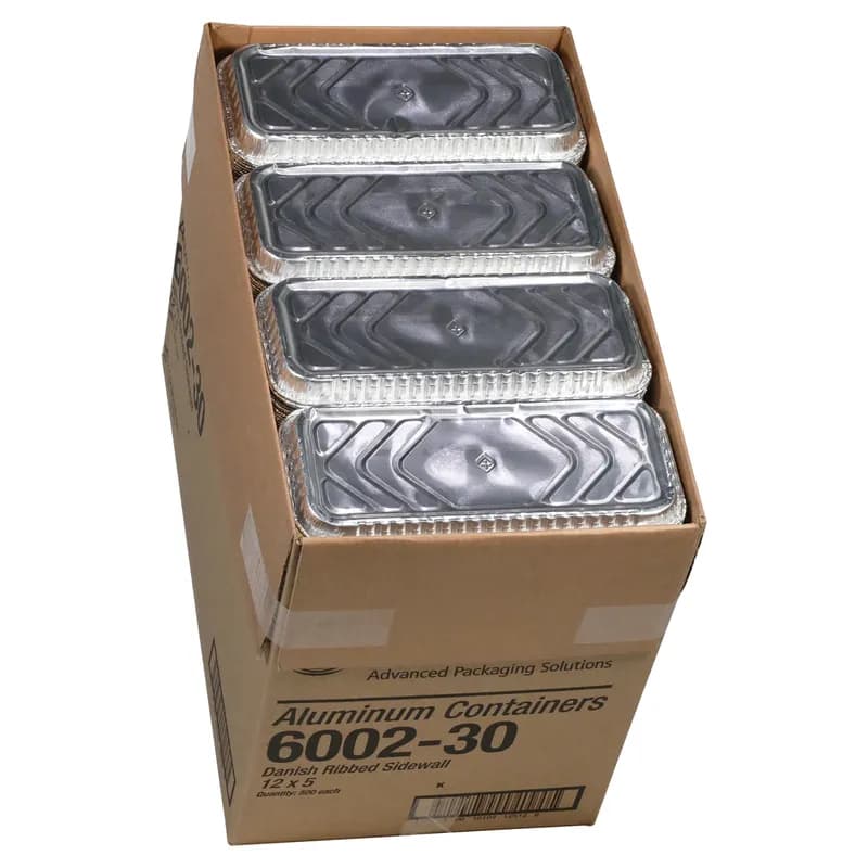 Danish Pan 12X5 IN Aluminum Silver Rectangle Ribbed Sidewall 500/Case