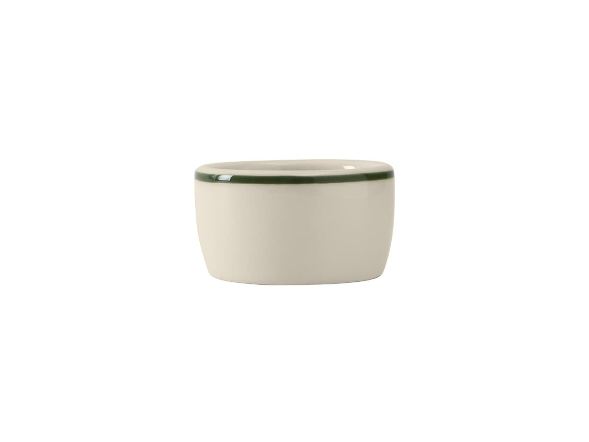 Green Bay Pipkin 2.5X1.375 IN 2 OZ China Eggshell Green Round Banded Smooth Fully Vitrified 48/Case