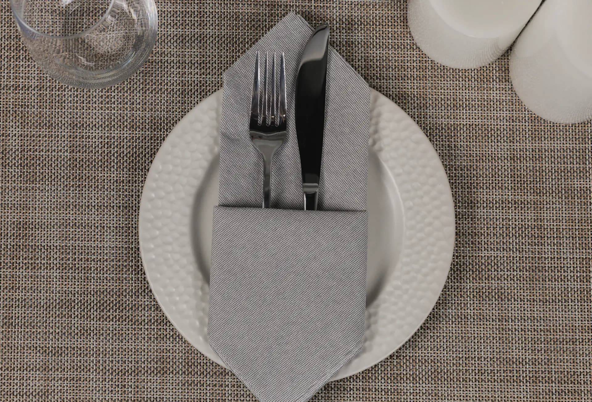 Dinner Napkins 16X16 IN Black Airlaid Paper Tweed Flat Pack 500/Case