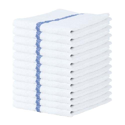 HOSPECO® Bar Mop Towel 14X17 IN 30 OZ Cotton Blue Stripe Rectangle 12 Count/Pack 5 Packs/Case