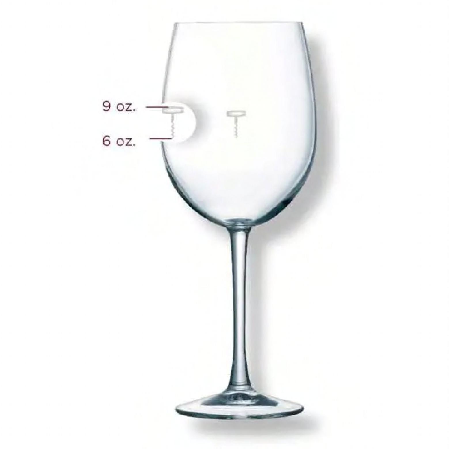 Arcoroc Romeo Collection Wine Glass 16 FLOZ Glass With Pour Line Corkscrew 6 OZ & 9 OZ 12/Case