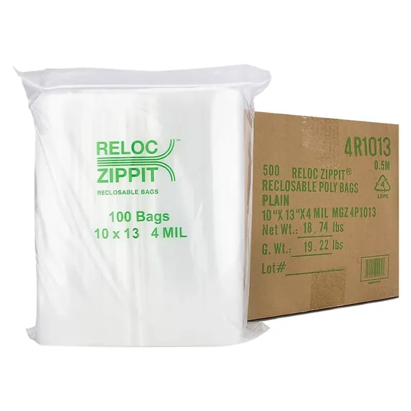 Reloc Zippit® King Crab Bag 14X10 IN Polypropylene (PP) 4MIL Clear With Reclosable Closure 500/Case