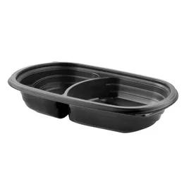 Take-Out Container Base 8 OZ 2 Compartment PP Black Rectangle Microwave Safe 252/Case