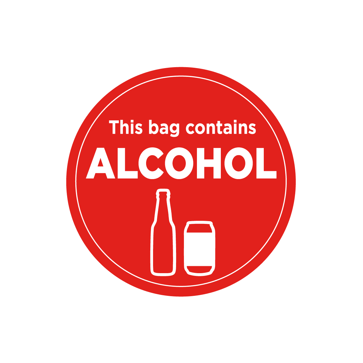 This Bag Contains Alcohol Label 3 IN Red White Circle 50 Count/Roll