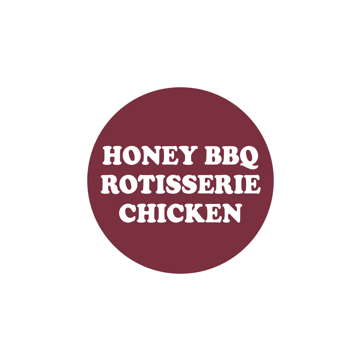 Honey Bbq Rotisserie Chicken Label 2 IN Red White Circle 250 Count/Roll