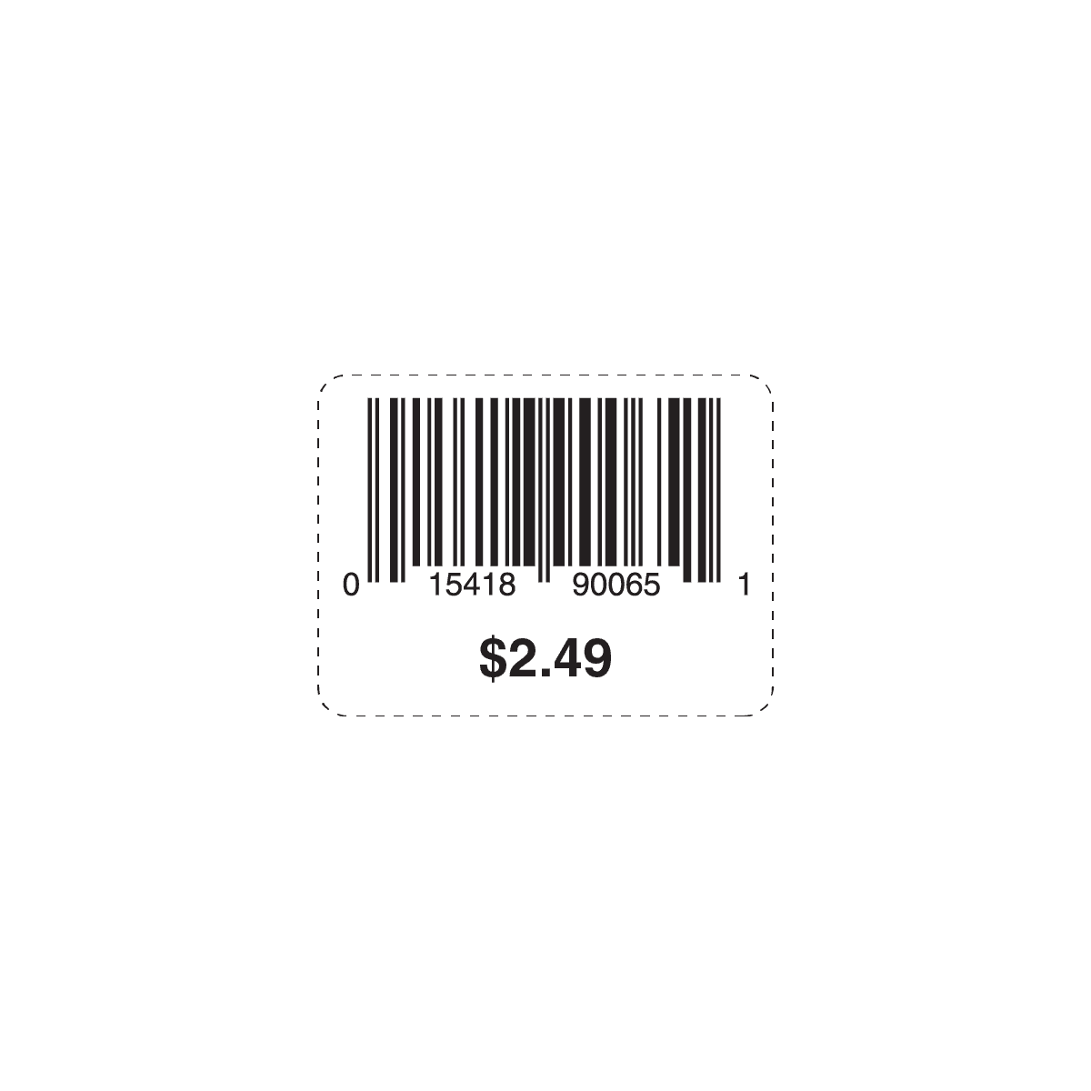 $2.49 Barcode UPC Label 1.5X2 IN Black White 500 Count/Roll
