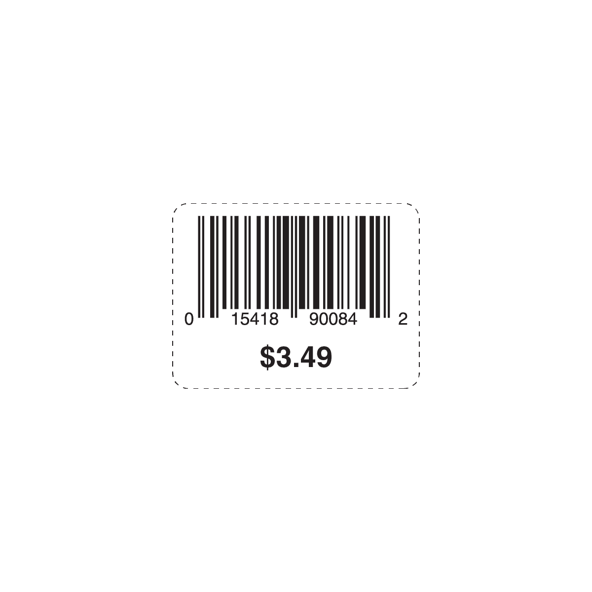 $3.49 Barcode UPC Label 1.5X2 IN Black White 500 Count/Roll