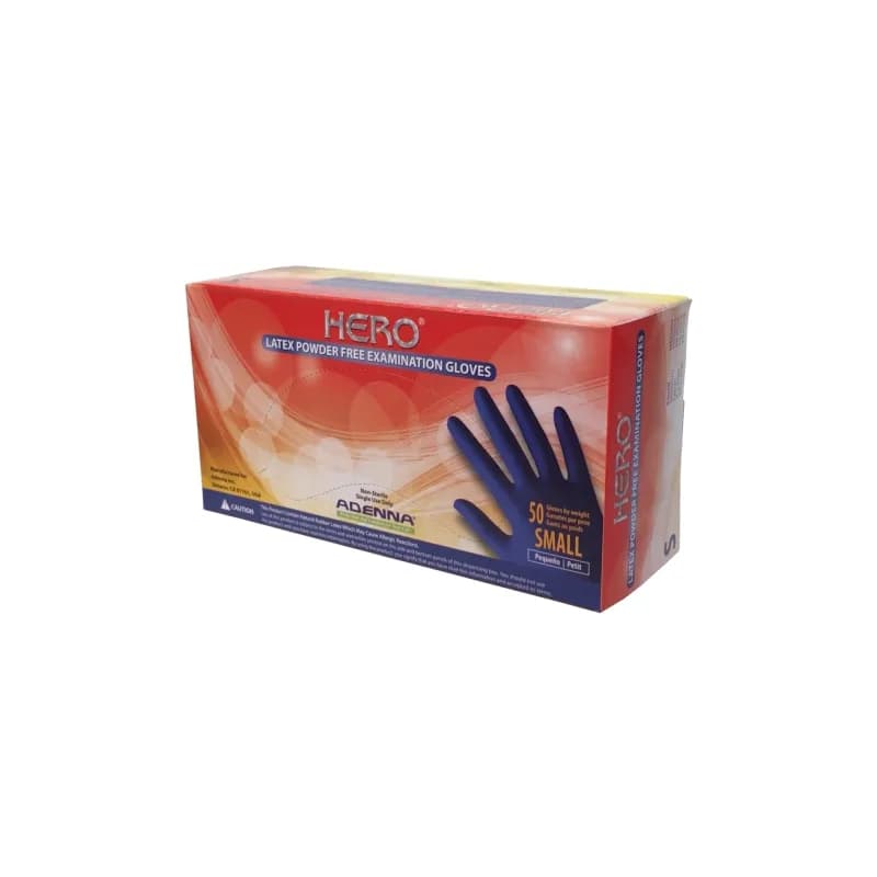 HERO® Examination Gloves Small (SM) 12 IN Blue 14MIL Latex Powder-Free Extended Cuff 50 Count/Box 10 Box/Case