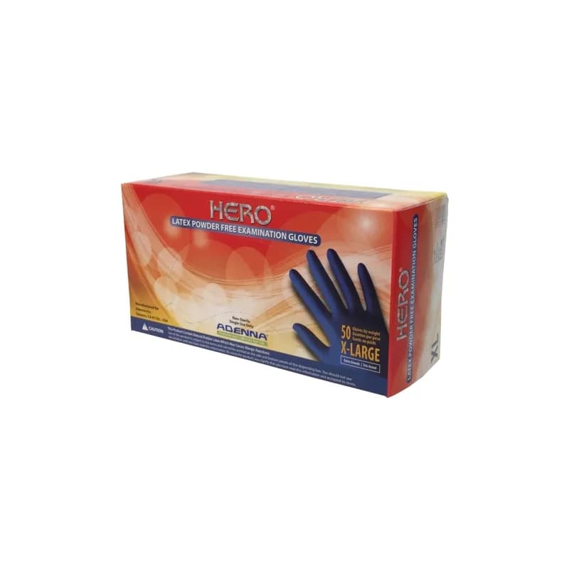 HERO® Examination Gloves XL 12 IN Blue 14MIL Latex Powder-Free Extended Cuff 1/Case