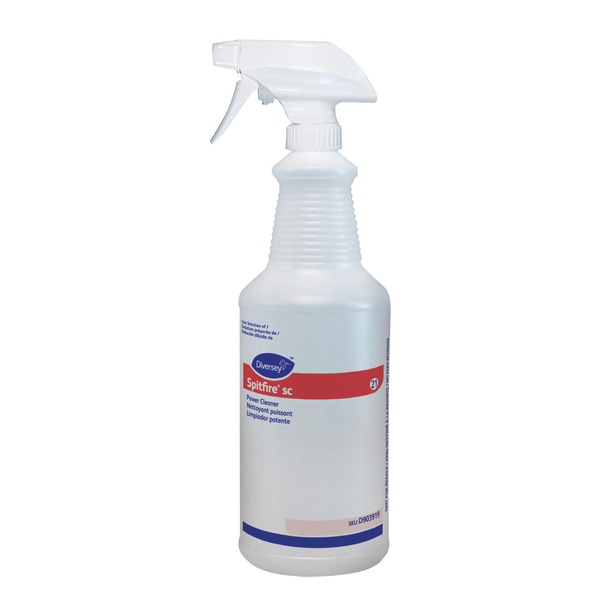 Spitfire® SC Power Cleaner Spray Bottle & Trigger Sprayer 32 FLOZ Plastic Clear White 12/Case