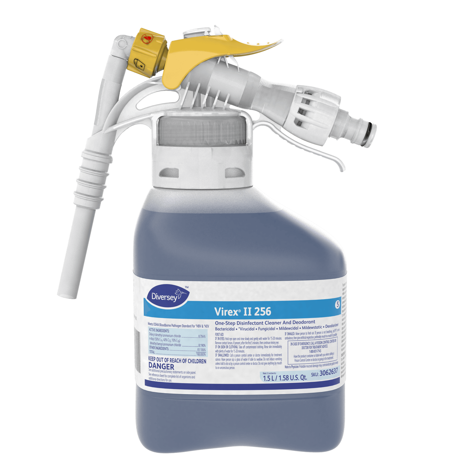 Virex® II 256 Mint One-Step Disinfectant Deodorizer 1.5 L Multi Surface Liquid RTD Quat 2/Case