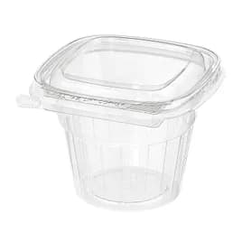 Safe-T-Fresh® Deli Container Hinged With Flat Lid 12 OZ RPET Clear Round 232/Case