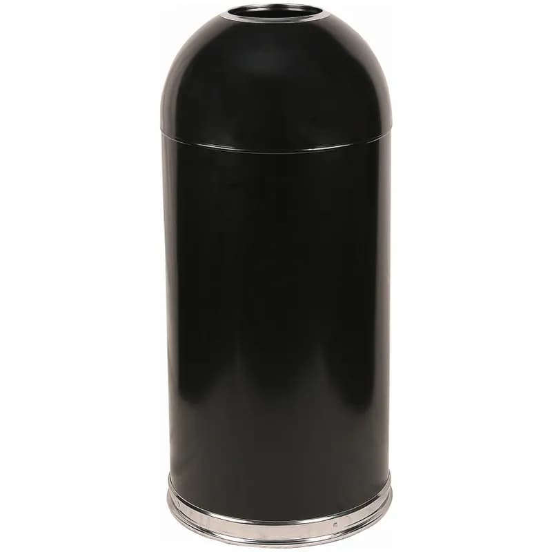 Trash Can 15X35 IN 15 GAL Black Steel Open Top Indoor Standard 1/Each