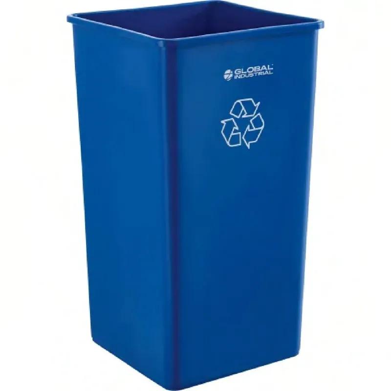 Global Industrial Recycling Bin 19.5X19.5X34 IN 55 GAL Blue Square Plastic 1/Each