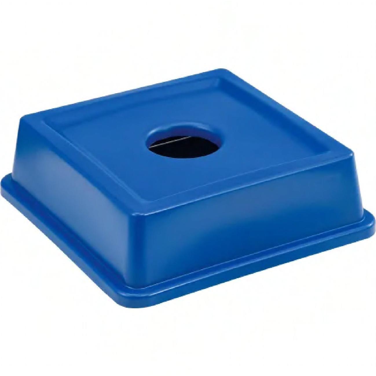 Global Industrial Recycling Bin Lid 20.14X20.14X6 IN 35-55 GAL Blue Square Plastic Indoor/Outdoor 1/Each