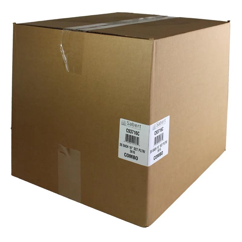 Serving Tray With Dome Lid 16 IN 6 Compartment PET Black Clear Square 20/Case