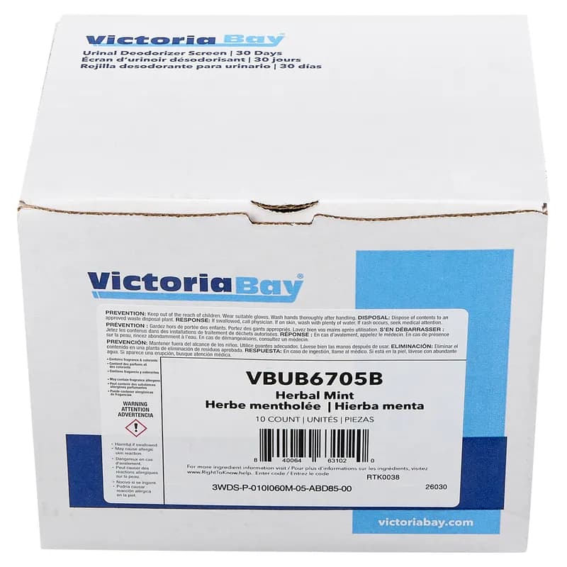 Victoria Bay Urinal Screen Herbal Mint 30-Day Air Care System Deodorizer 10/Box