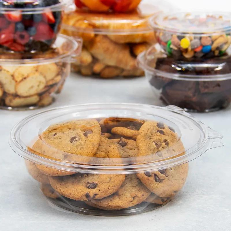 Dart® Safeseal™ Bowl & Lid Combo With Flat Lid 48 OZ PET Clear Round 50 Count/Pack 2 Packs/Case 100 Count/Case