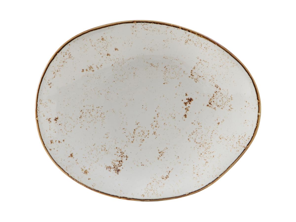 TuxTrendz Artisan Geode Ellipse Plate 9.75X12 IN China Agave Oval Fully Vitrified 12/Case