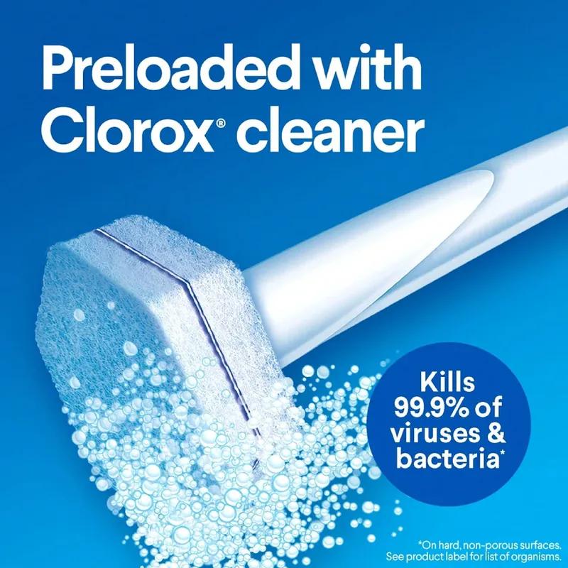 Clorox® Disinfecting Toilet Bowl Brush Blue White Wand Refill Heads 20/Box
