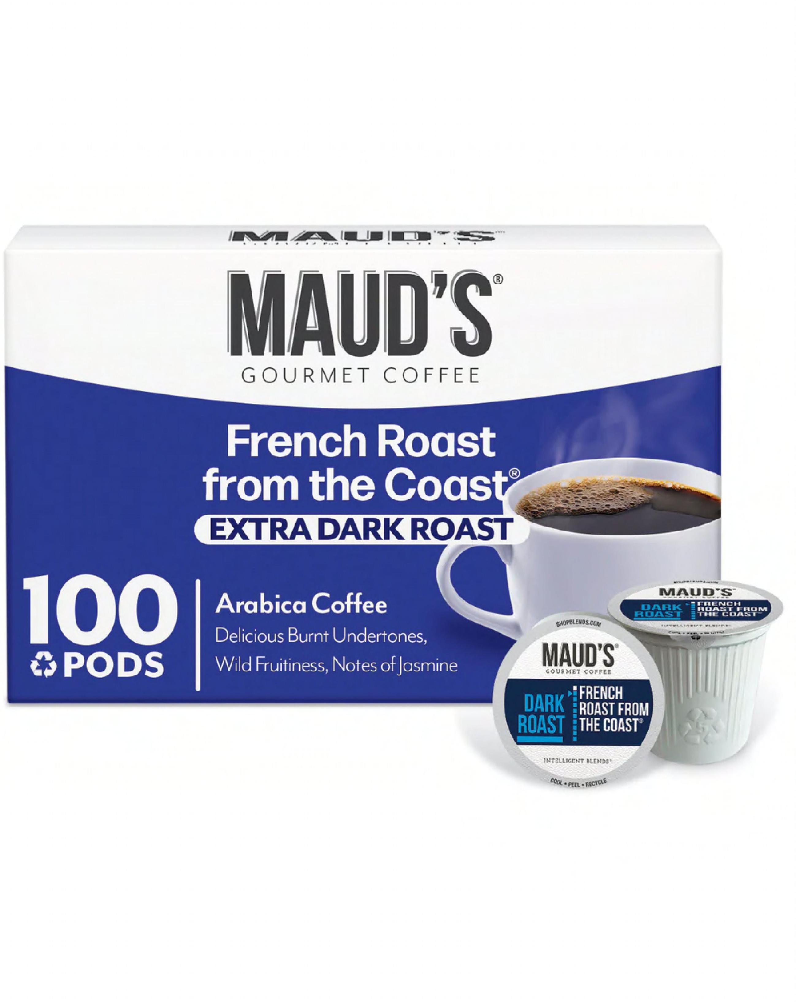 Maud's Coffee & Tea French Roast from the Coast French Roast Coffee Pods 100/Case