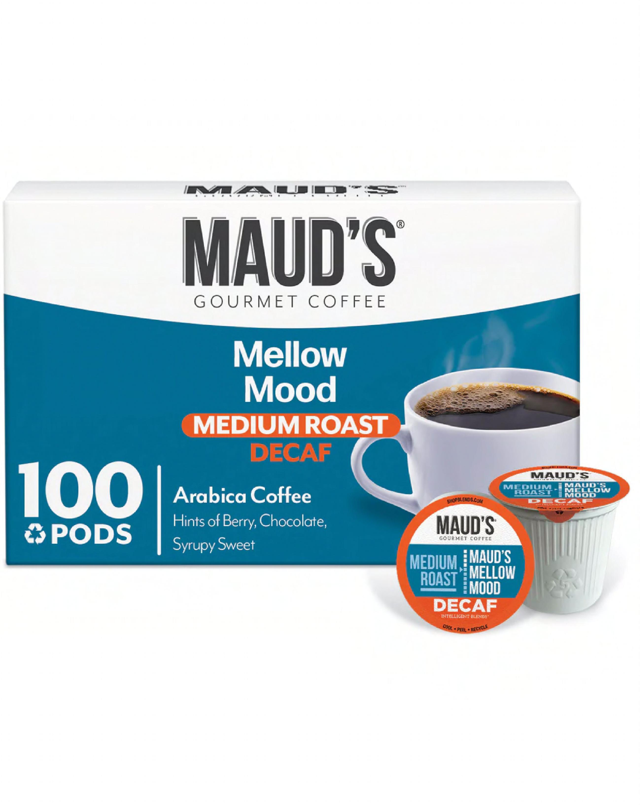 Maud's Coffee & Tea Mellow Mood Decaffeinated Coffee Pods 100/Case