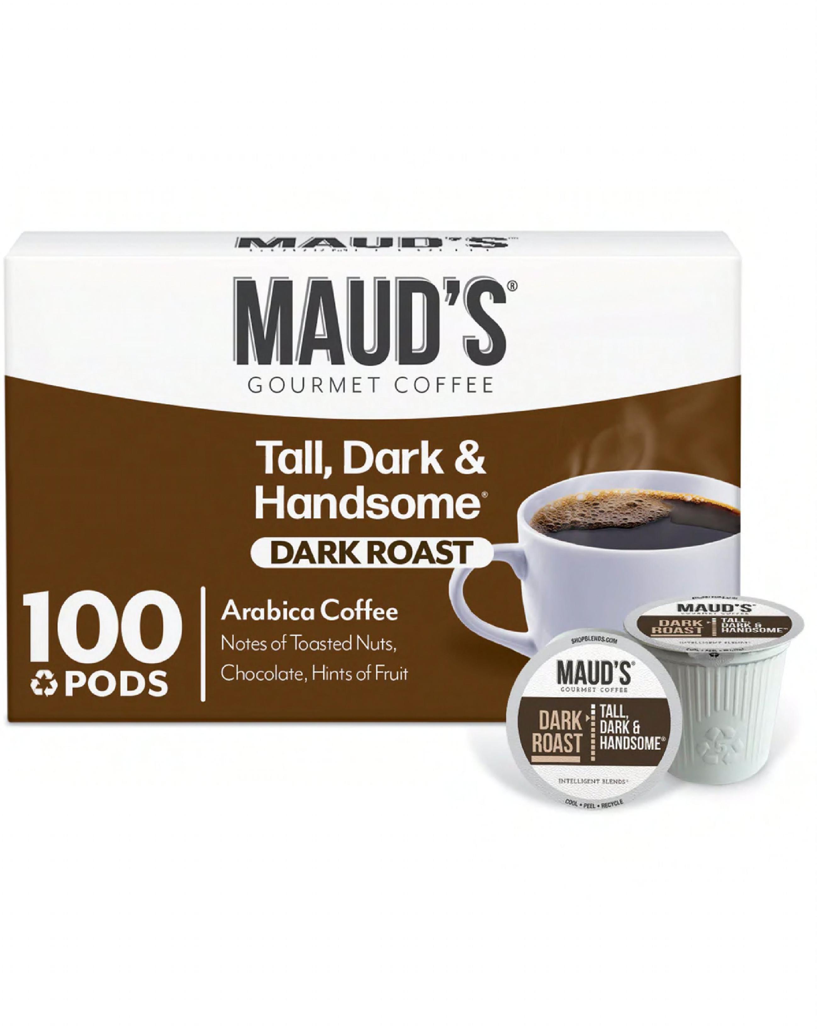 Maud's Coffee & Tea Tall, Dark & Handsome Coffee Pods 100/Case