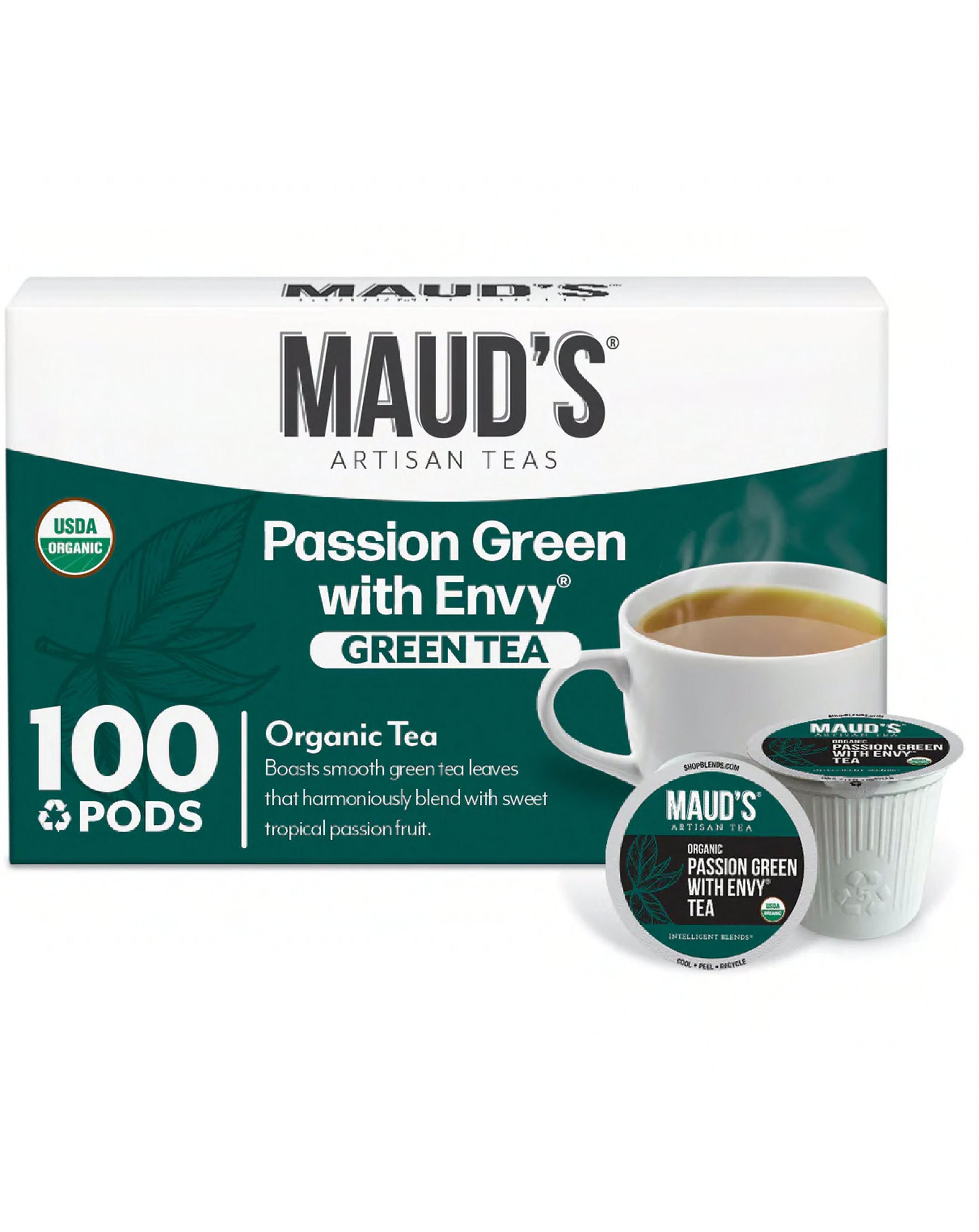Maud's Coffee & Tea Passion Green With Envy Green Tea Pods 100/Case