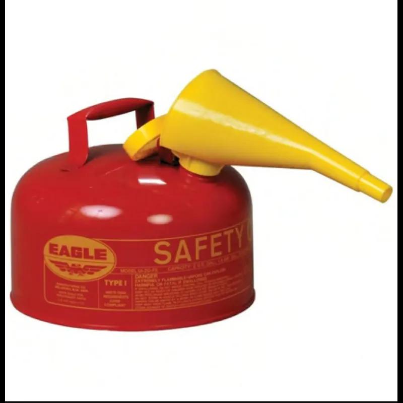 Safety Can 2 GAL Red Steel Type I For Flammables With Funnel 1/Each