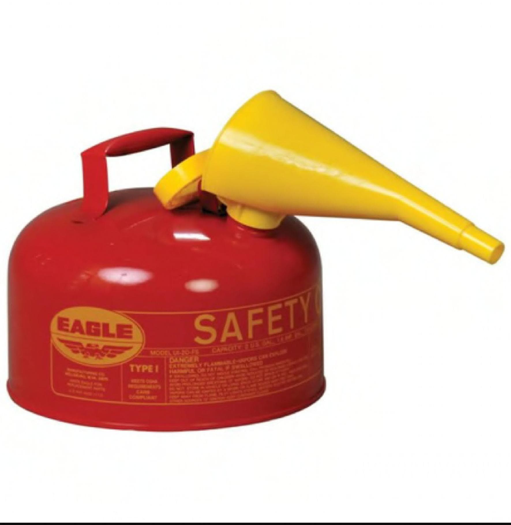 Safety Can 2 GAL Red Steel Type I For Flammables With Funnel 1/Each