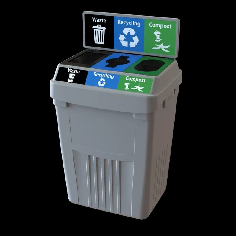 Recycling Waste Compost Trash & Recycling Bin 24X21X42.50 IN 50 GAL Gray Plastic 1/Each