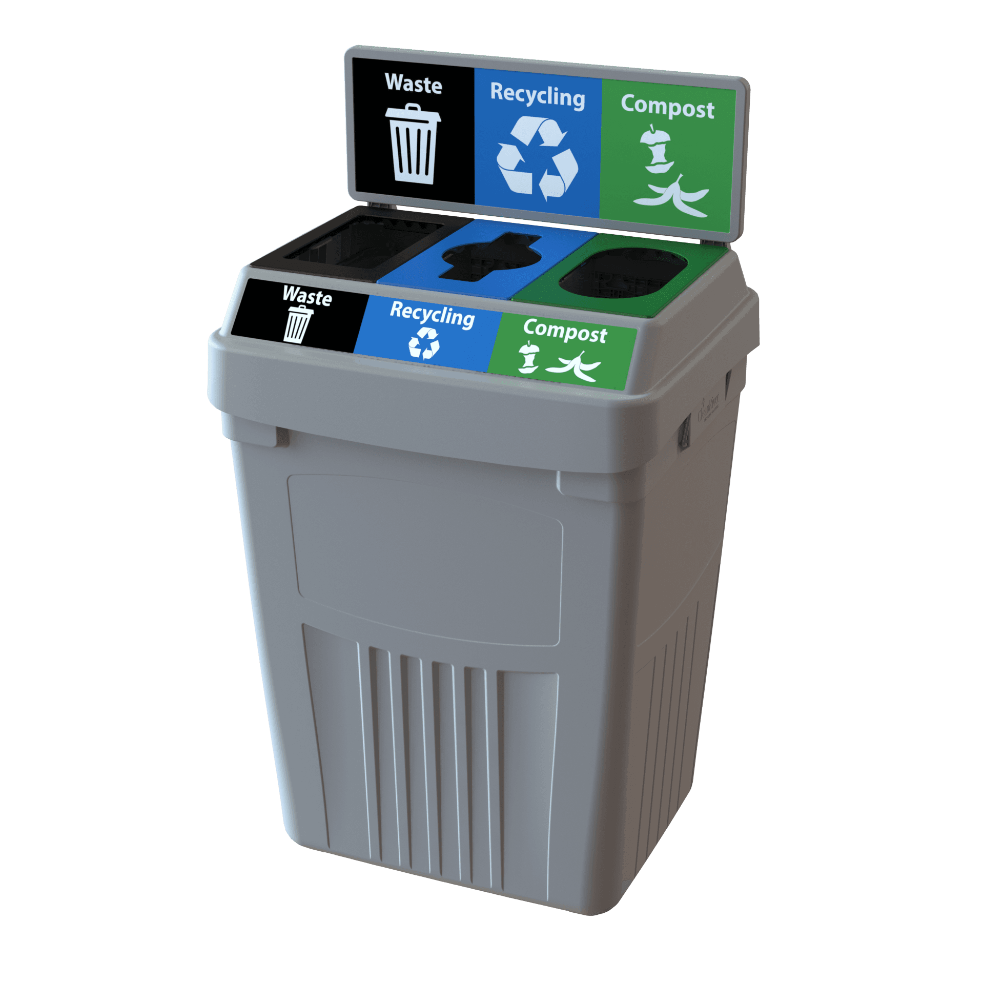 Recycling Waste Compost Trash & Recycling Bin 24X21X42.50 IN 50 GAL Gray Plastic 1/Each