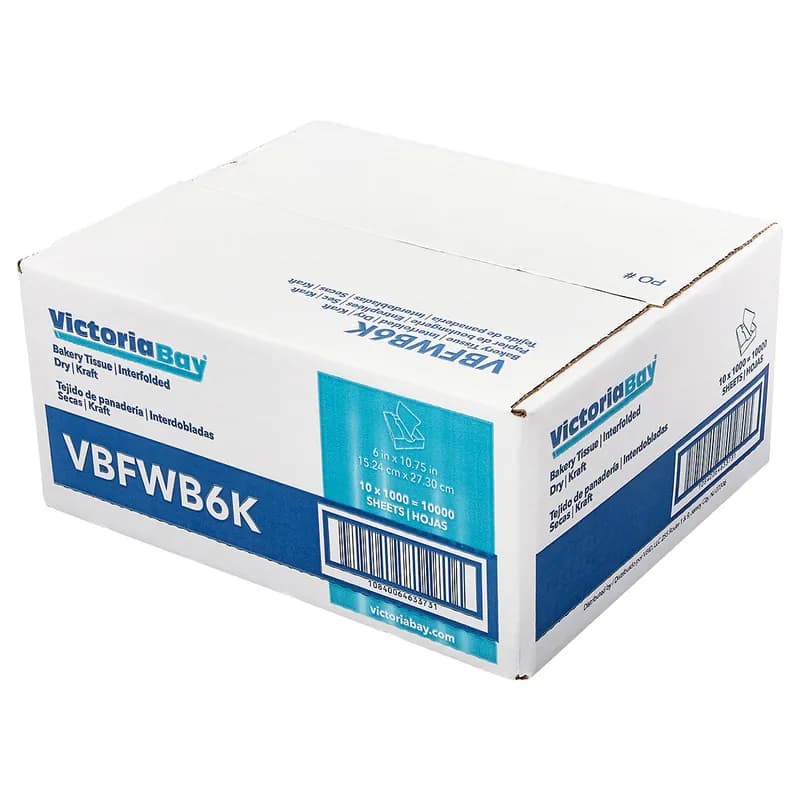 Victoria Bay Bakery Tissue 6X10.75 IN Dry Wax Paper Kraft Interfold 1000 Count/Pack 10 Packs/Case 10000 Count/Case