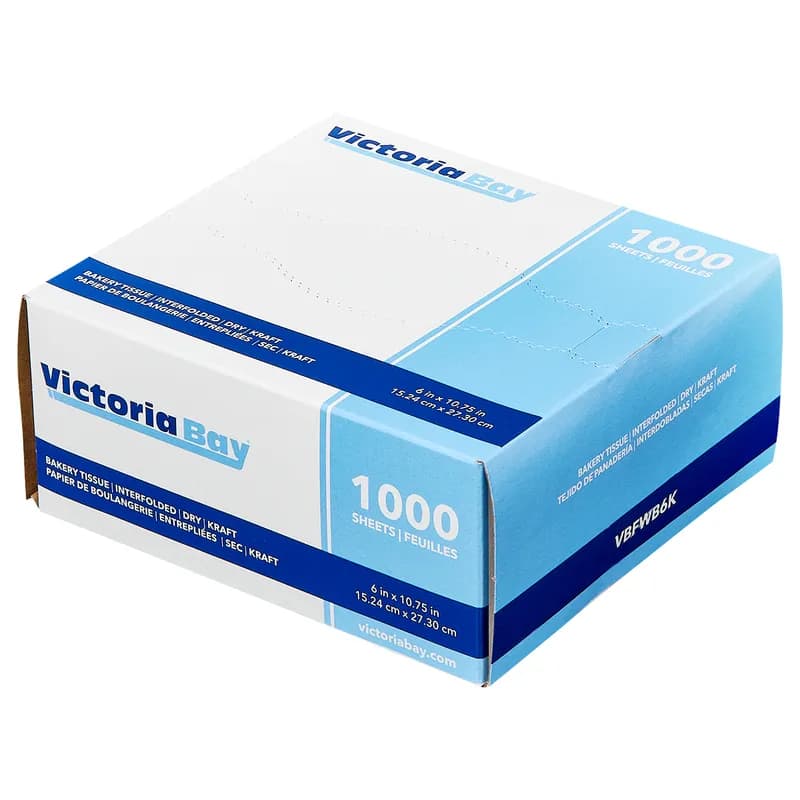 Victoria Bay Bakery Tissue 6X10.75 IN Dry Wax Paper Kraft Interfold 1000 Count/Pack 10 Packs/Case 10000 Count/Case