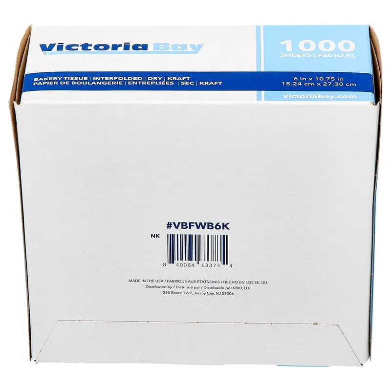 Victoria Bay Bakery Tissue 6X10.75 IN Dry Wax Paper Kraft Interfold 1000 Count/Pack 10 Packs/Case 10000 Count/Case