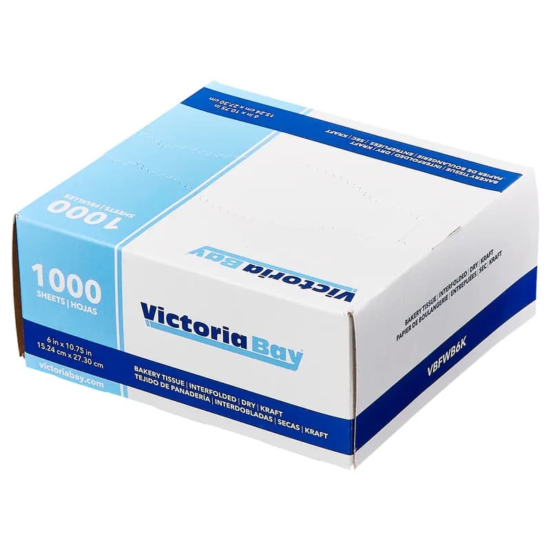 Victoria Bay Bakery Tissue 6X10.75 IN Dry Wax Paper Kraft Interfold 1000 Count/Pack 10 Packs/Case 10000 Count/Case